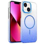 For iPhone 13 Gold Diamond Glitter Gradient MagSafe Shockproof Phone Case(Blue)