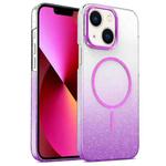 For iPhone 13 Gold Diamond Glitter Gradient MagSafe Shockproof Phone Case(Purple)
