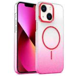 For iPhone 13 Gold Diamond Glitter Gradient MagSafe Shockproof Phone Case(Red)