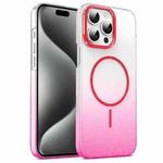 For iPhone 14 Plus Gold Diamond Glitter Gradient MagSafe Shockproof Phone Case(Red)