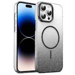 For iPhone 14 Pro Max Gold Diamond Glitter Gradient MagSafe Shockproof Phone Case(Black)