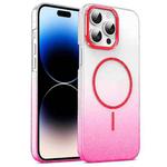 For iPhone 14 Pro Max Gold Diamond Glitter Gradient MagSafe Shockproof Phone Case(Red)