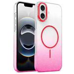 For iPhone 16e Gold Diamond Glitter Gradient MagSafe Shockproof Phone Case(Red)