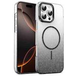For iPhone 16 Pro Max Gold Diamond Glitter Gradient MagSafe Shockproof Phone Case(Black)