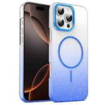 For iPhone 16 Pro Max Gold Diamond Glitter Gradient MagSafe Shockproof Phone Case(Blue)