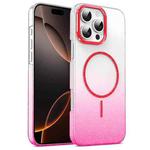 For iPhone 16 Pro Max Gold Diamond Glitter Gradient MagSafe Shockproof Phone Case(Red)