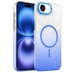 For iPhone 16 Plus Gold Diamond Glitter Gradient MagSafe Shockproof Phone Case(Blue)