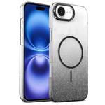 For iPhone 16 Gold Diamond Glitter Gradient MagSafe Shockproof Phone Case(Black)