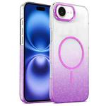 For iPhone 16 Gold Diamond Glitter Gradient MagSafe Shockproof Phone Case(Purple)