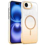 For iPhone 16 Gold Diamond Glitter Gradient MagSafe Shockproof Phone Case(Gold)