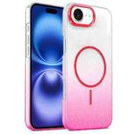 For iPhone 16 Gold Diamond Glitter Gradient MagSafe Shockproof Phone Case(Red)