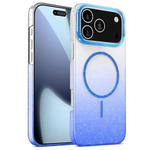 For iPhone 17 Pro Gold Diamond Glitter Gradient MagSafe Shockproof Phone Case(Blue)