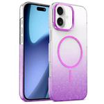 For iPhone 17 Gold Diamond Glitter Gradient MagSafe Shockproof Phone Case(Purple)