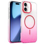 For iPhone 17 Gold Diamond Glitter Gradient MagSafe Shockproof Phone Case(Red)