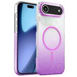 For iPhone 17 Air Gold Diamond Glitter Gradient MagSafe Shockproof Phone Case(Purple)