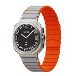 For Samsung Galaxy Watch Ultra 47mm Magnetic Two Color Silicone Watch Band(Gray Orange)