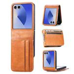 For Samsung Galaxy Z Flip7  5G Vertical Flip Card Slot Leather Phone Case(Brown)