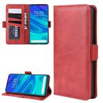 Double Buckle Wallet Stand Leather Cell Phone Case for P SMART Z，with Wallet & Holder & Card Slots(Red)