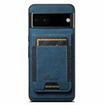 For Google Pixel 6a Suteni H17 Litchi Texture Leather Magnetic Detachable Wallet Phone Case(Blue)