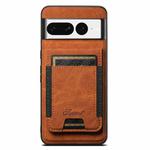 For Google Pixel 7 Suteni H17 Litchi Texture Leather Magnetic Detachable Wallet Phone Case(Khaki)