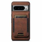 For Google Pixel 9 Suteni H17 Litchi Texture Leather Magnetic Detachable Wallet Phone Case(Brown)