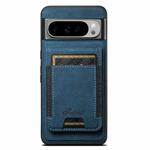 For Google Pixel 9 Pro XL Suteni H17 Litchi Texture Leather Magnetic Detachable Wallet Phone Case(Blue)