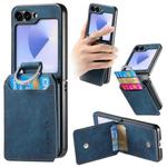 For Samsung Galaxy Z Flip5 5G Retro Leather Ring Vertical Flip Wallet Phone Case(Blue)