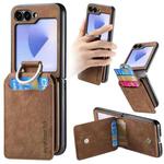 For Samsung Galaxy Z Flip6 5G Retro Leather Ring Vertical Flip Wallet Phone Case(Brown)