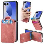 For Samsung Galaxy Z Flip7 5G Retro Leather Ring Vertical Flip Wallet Phone Case(Pink)