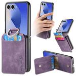 For Samsung Galaxy Z Flip7 5G Retro Leather Ring Vertical Flip Wallet Phone Case(Purple)