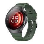 For Huawei Watch 5 42mm Metal Pin Buckle Silicone Watch Band(Wilderness Green)