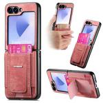 For Samsung Galaxy Z Flip5 5G Retro Leather Fold Stand Elastic Card Bag Phone Case(Pink)