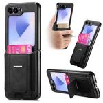 For Samsung Galaxy Z Flip6 5G Retro Leather Fold Stand Elastic Card Bag Phone Case(Black)