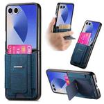 For Samsung Galaxy Z Flip7 5G Retro Leather Fold Stand Elastic Card Bag Phone Case(Blue)