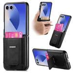 For Samsung Galaxy Z Flip7 5G Retro Leather Fold Stand Elastic Card Bag Phone Case(Black)