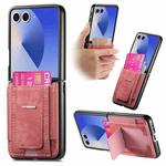 For Samsung Galaxy Z Flip7 5G Retro Leather Fold Stand Elastic Card Bag Phone Case(Pink)