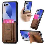 For Samsung Galaxy Z Flip7 5G Retro Leather Fold Stand Elastic Card Bag Phone Case(Brown)
