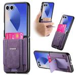 For Samsung Galaxy Z Flip7 5G Retro Leather Fold Stand Elastic Card Bag Phone Case(Purple)