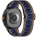 For Samsung Galaxy Watch 8 40 / 44mm Ethnic Style Elastic Nylon Braided Watch Band(Ethnic Blue Purple)