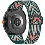 For Samsung Galaxy Watch 8 40 / 44mm Ethnic Style Elastic Nylon Braided Watch Band(Green Arrow)