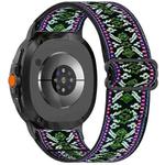 For Samsung Galaxy Watch 8 40 / 44mm Ethnic Style Elastic Nylon Braided Watch Band(Ethnic Green Purple)
