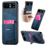 For Motorola Moto Razr 40 Retro Leather Fold Stand Elastic Card Bag Phone Case(Blue)