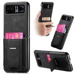 For Motorola Moto Razr 40 Retro Leather Fold Stand Elastic Card Bag Phone Case(Black)