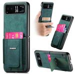 For Motorola Moto Razr 40 Retro Leather Fold Stand Elastic Card Bag Phone Case(Green)