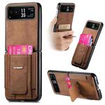 For Motorola Moto Razr 40 Retro Leather Fold Stand Elastic Card Bag Phone Case(Brown)