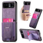 For Motorola Moto Razr 40 Retro Leather Fold Stand Elastic Card Bag Phone Case(Purple)
