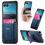 For Motorola Moto Razr 40 Ultra Retro Leather Fold Stand Elastic Card Bag Phone Case(Blue)