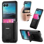 For Motorola Moto Razr 40 Ultra Retro Leather Fold Stand Elastic Card Bag Phone Case(Black)