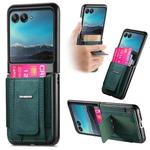 For Motorola Moto Razr 40 Ultra Retro Leather Fold Stand Elastic Card Bag Phone Case(Green)