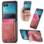 For Motorola Moto Razr 40 Ultra Retro Leather Fold Stand Elastic Card Bag Phone Case(Pink)